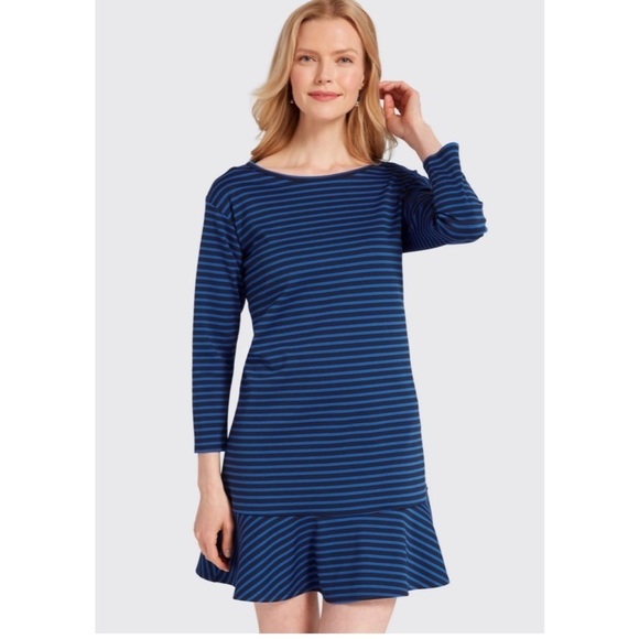 Draper James Stripe Tulip Long Sleeve Dress Size Small NWT - Picture 1 of 9